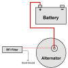 Installation for alternator noise